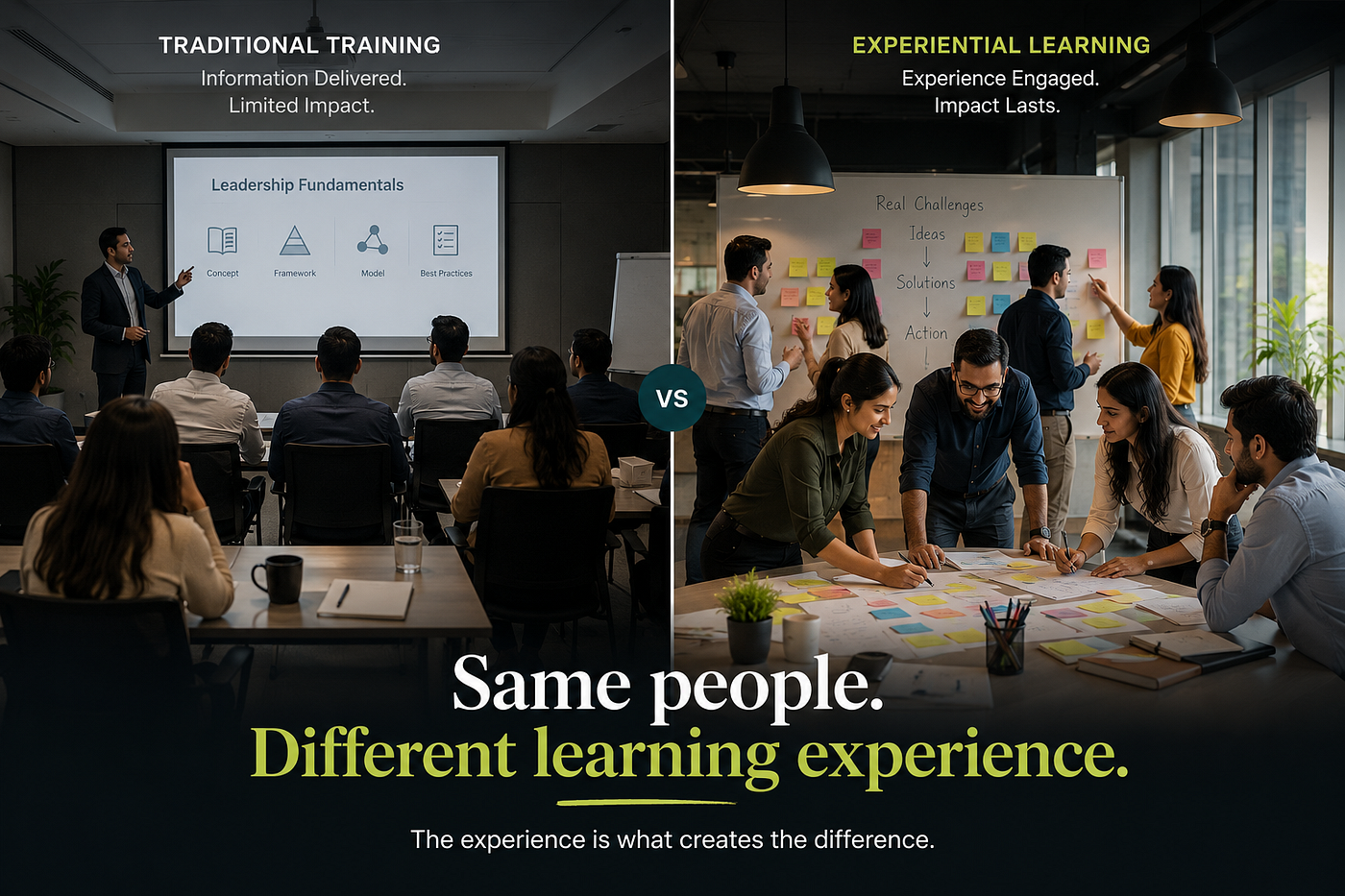 Traditional Training vs Experiential Learning Programs.
