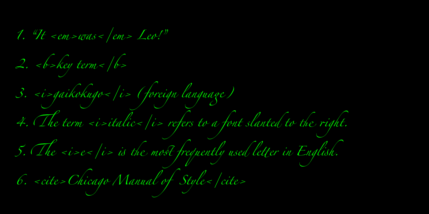Which HTML element to use for italic text? It can be <i>, <b>, or <cite>  rather than <em> | by MasaKudamatsu | Towards More Beautiful Web Typography  | Medium