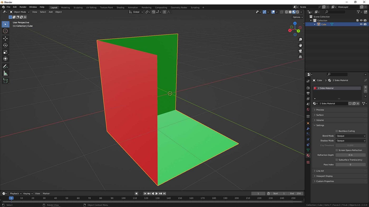 Cara membuat material 2 sisi Blender