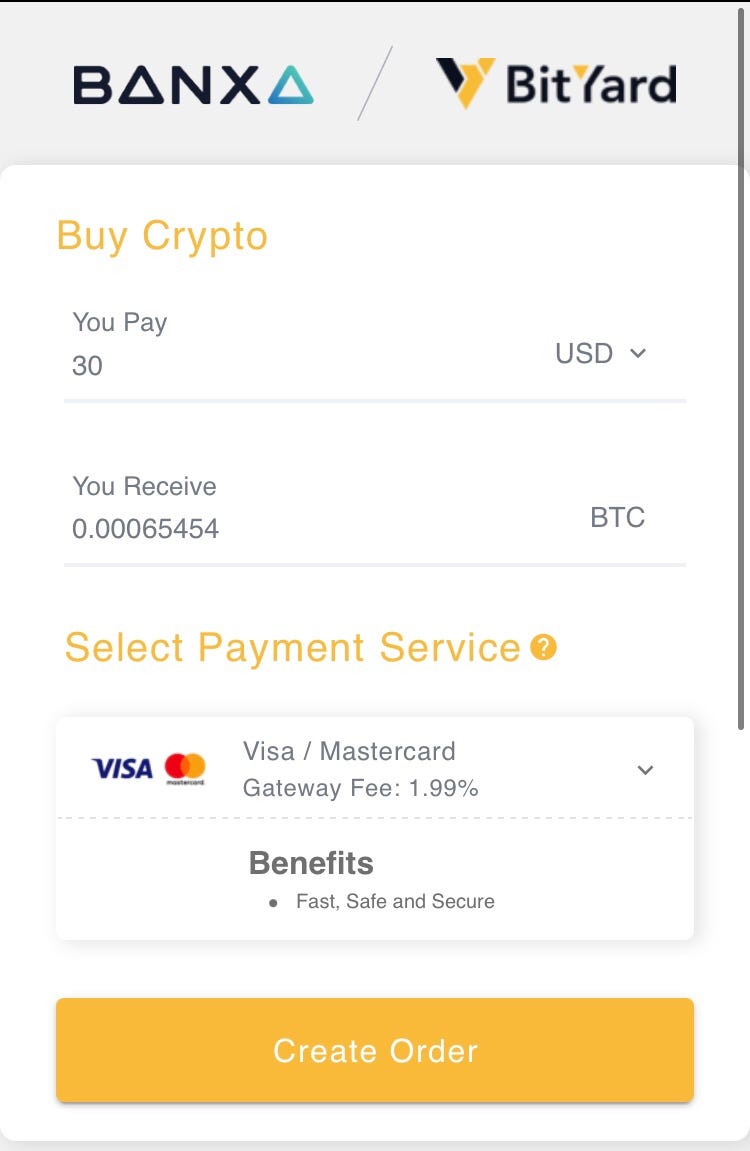 How To Buy Bitcoin And Cryptocurrencies On BitYard With Credit Card Through  BANXA. | by BYDFi Crypto Exchange | Medium