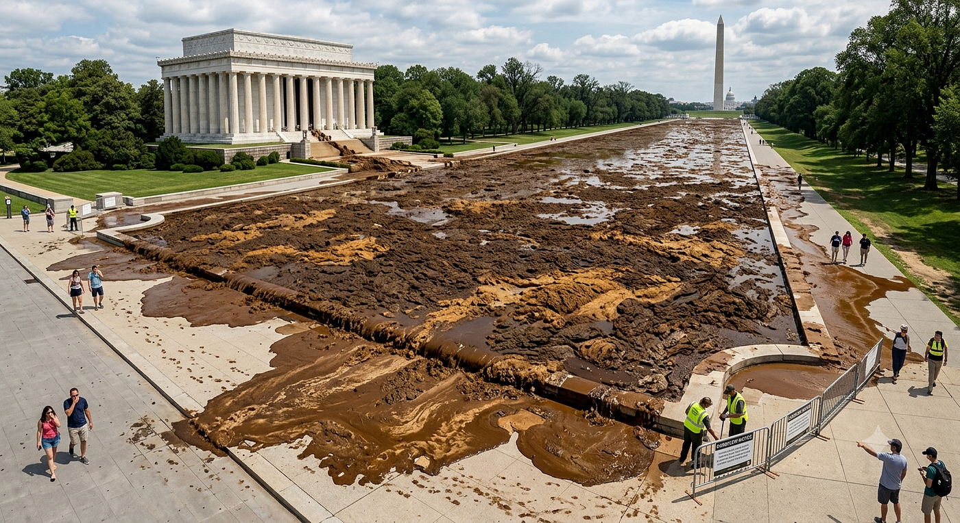“Look at the bright side. The crap killed off the algae.” Image by Google Gemini. Prompt by Catherine La Grange.