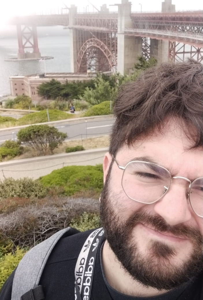 That would be me at the Golden Gate Bridge, this July (I was kinda suprised by the fog)