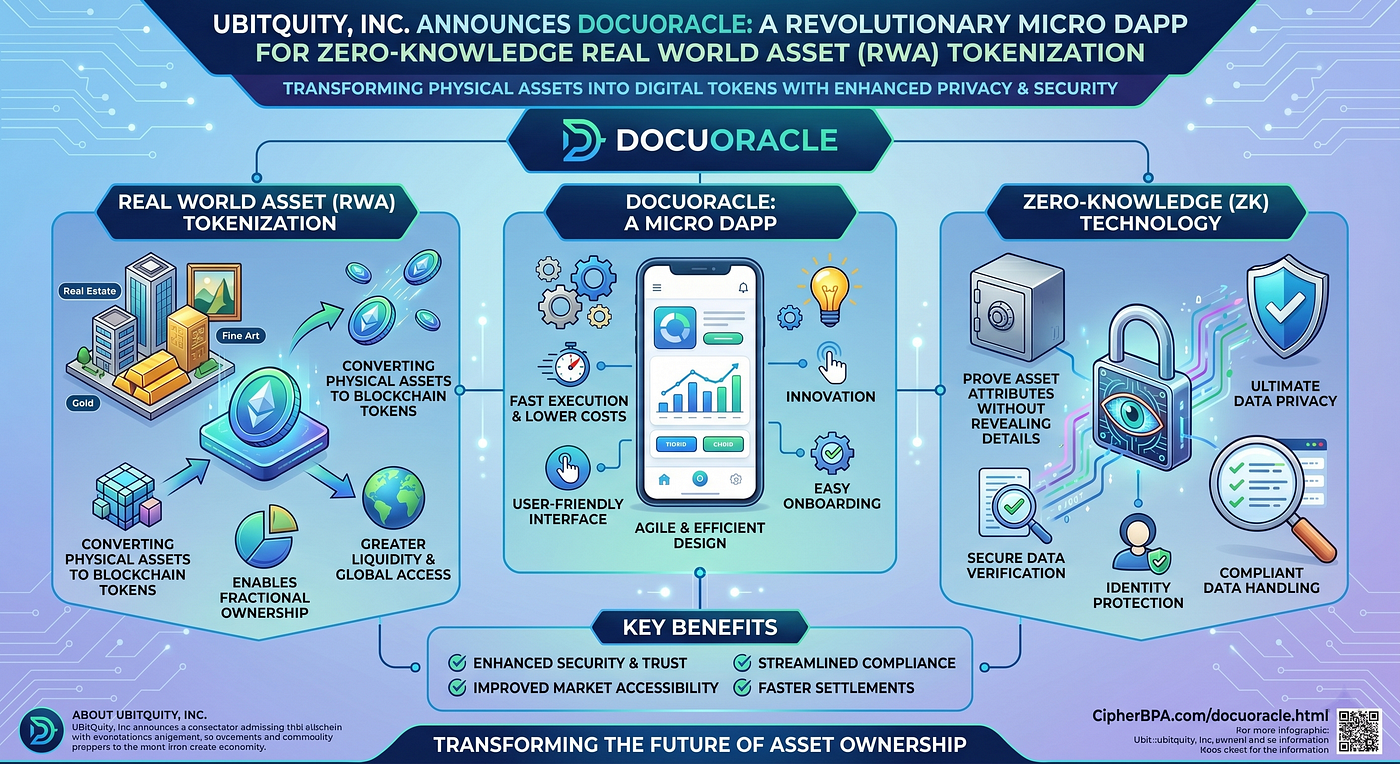 UBITQUITY, INC Announces DocuOracle: A Revolutionary Micro dApp for Zero-Knowledge Real World Asset…