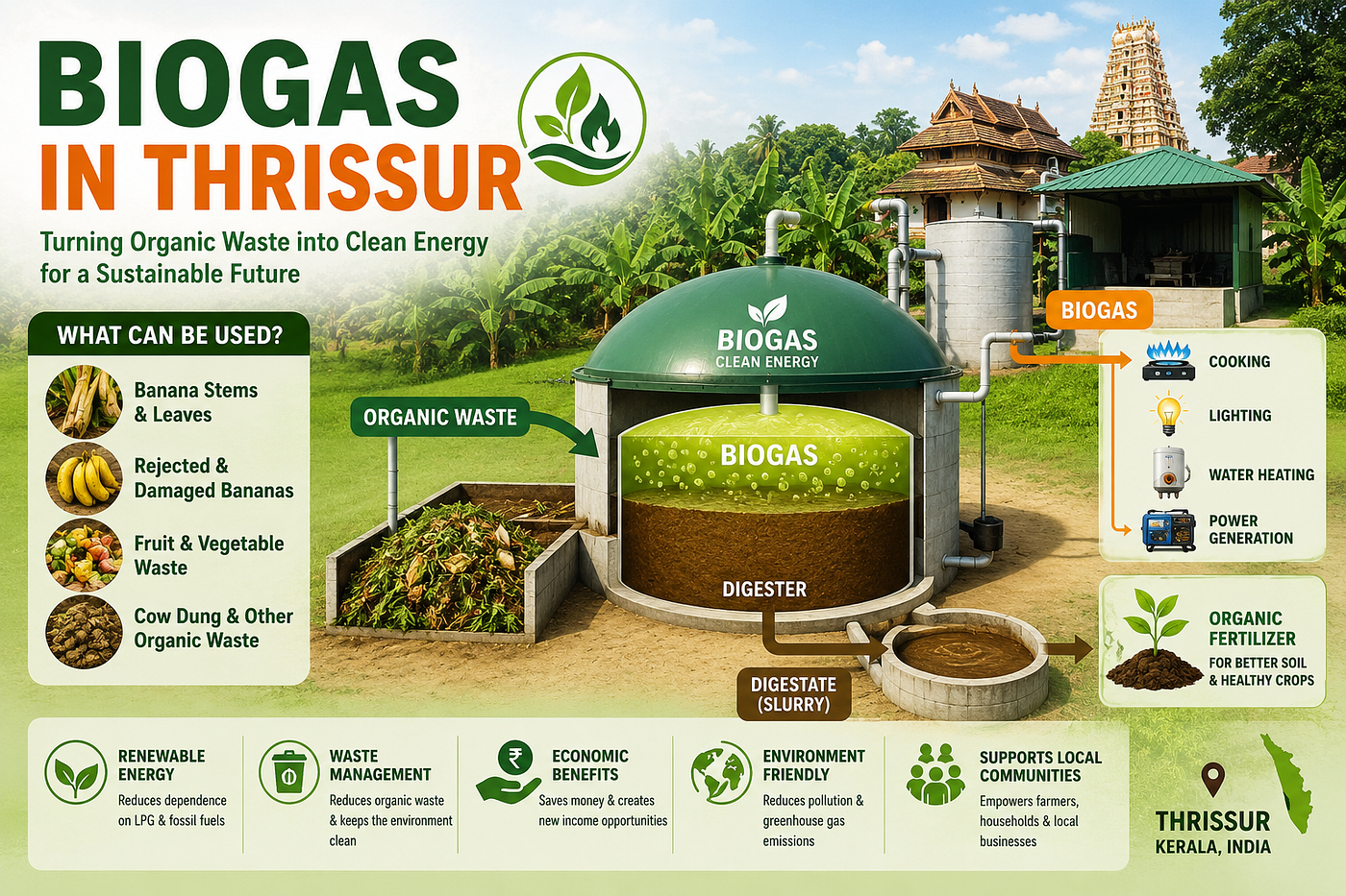 Biogas in Thrissur: How Banana Plantation Waste Can Become a Source of Renewable Energy