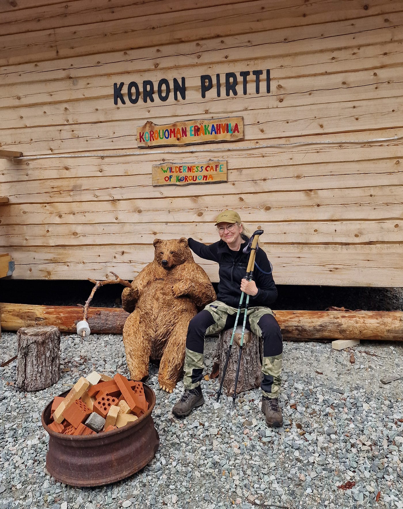 At Koron Pirtti, featuring an eager mom and a hungry bear