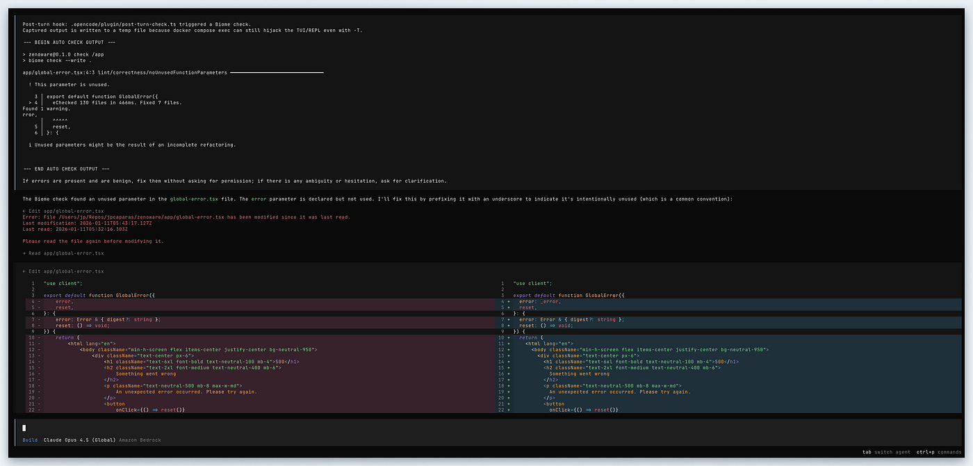 You’ll need to zoom in, but once you see the prompt passed back to OpenCode through our hook, you’ll be hooked (no pun intended)