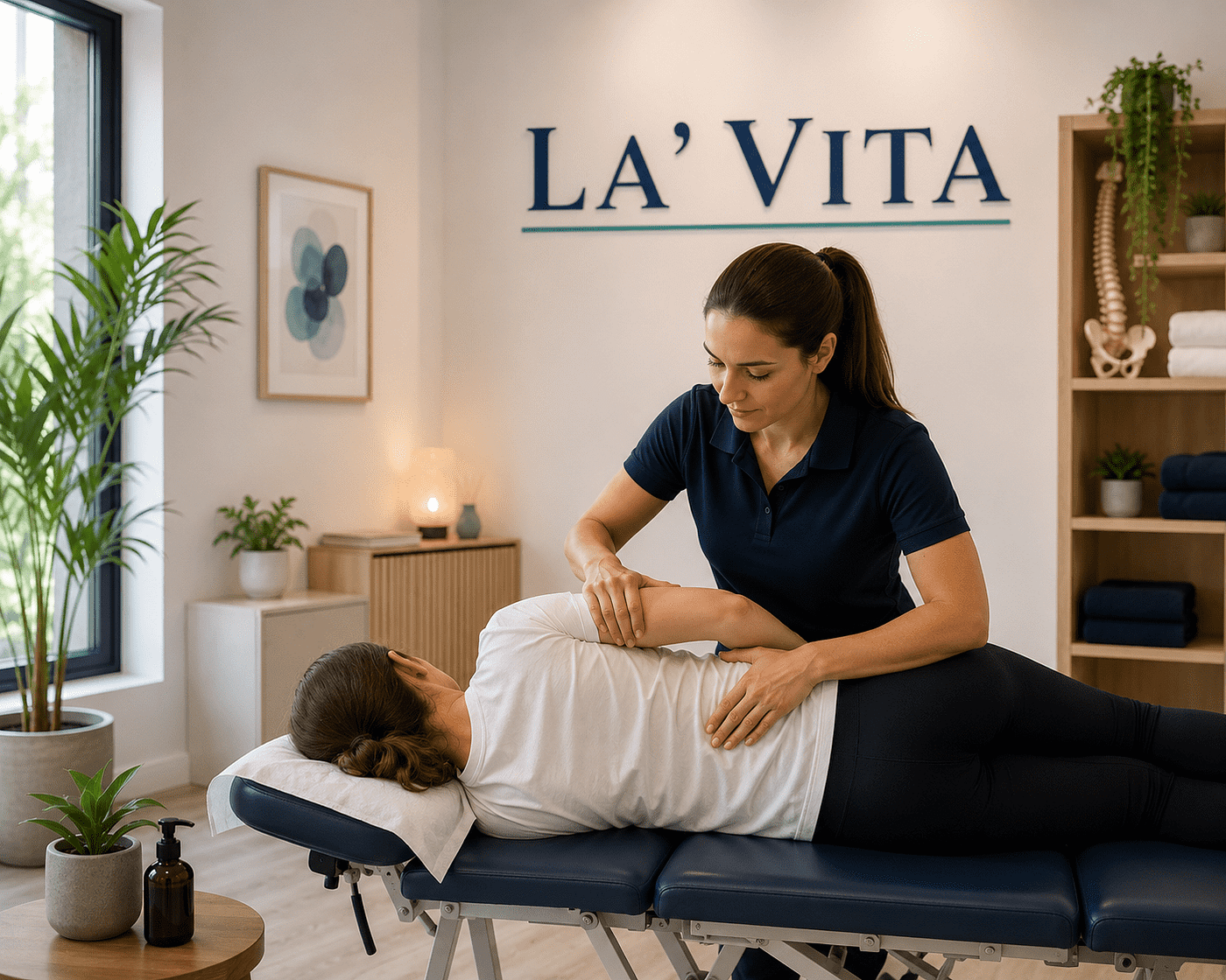 Hands-on Osteopathic Therapy helping restore mobility, relieve pain, and support long-term wellness at La’ Vita Osteo Health & Rehab in Calgary.