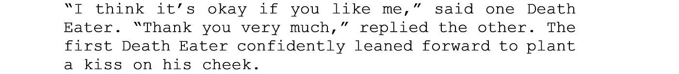 ScriptBook-generated dialogue excerpt showing Harry and Dumbledore maintaining consistent character traits.