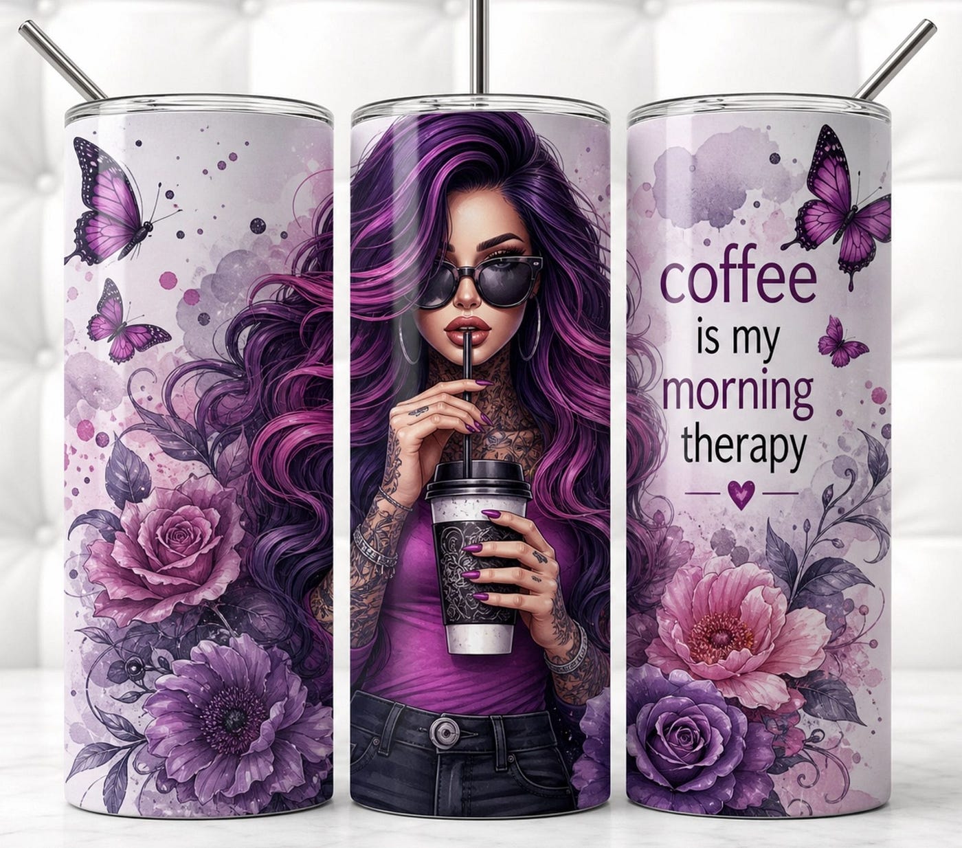 Purple Coffee Girl Tumbler Wrap