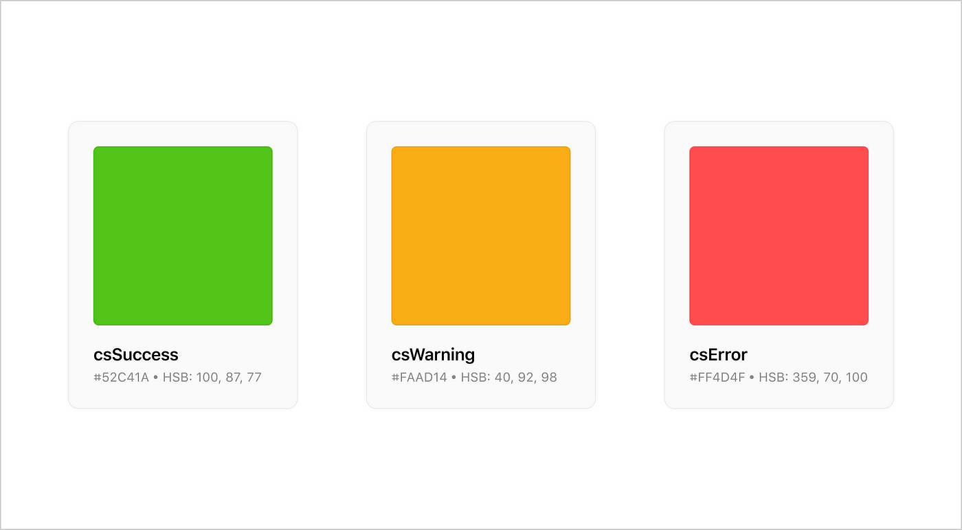 Example of functional colors defined in Figma