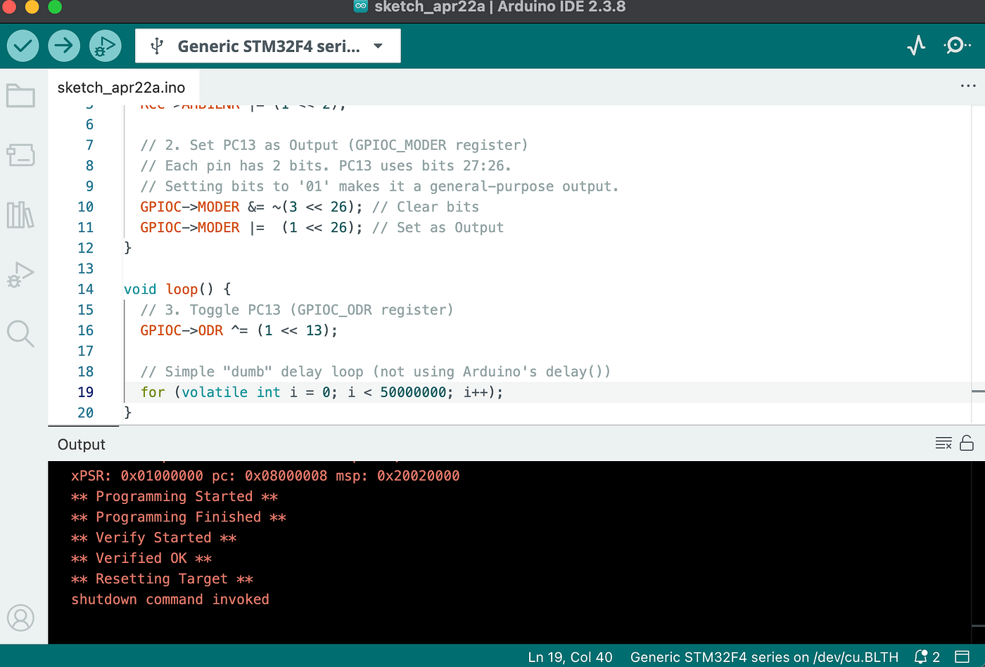 Going baremetal on STM32 blackpill with arduino IDE