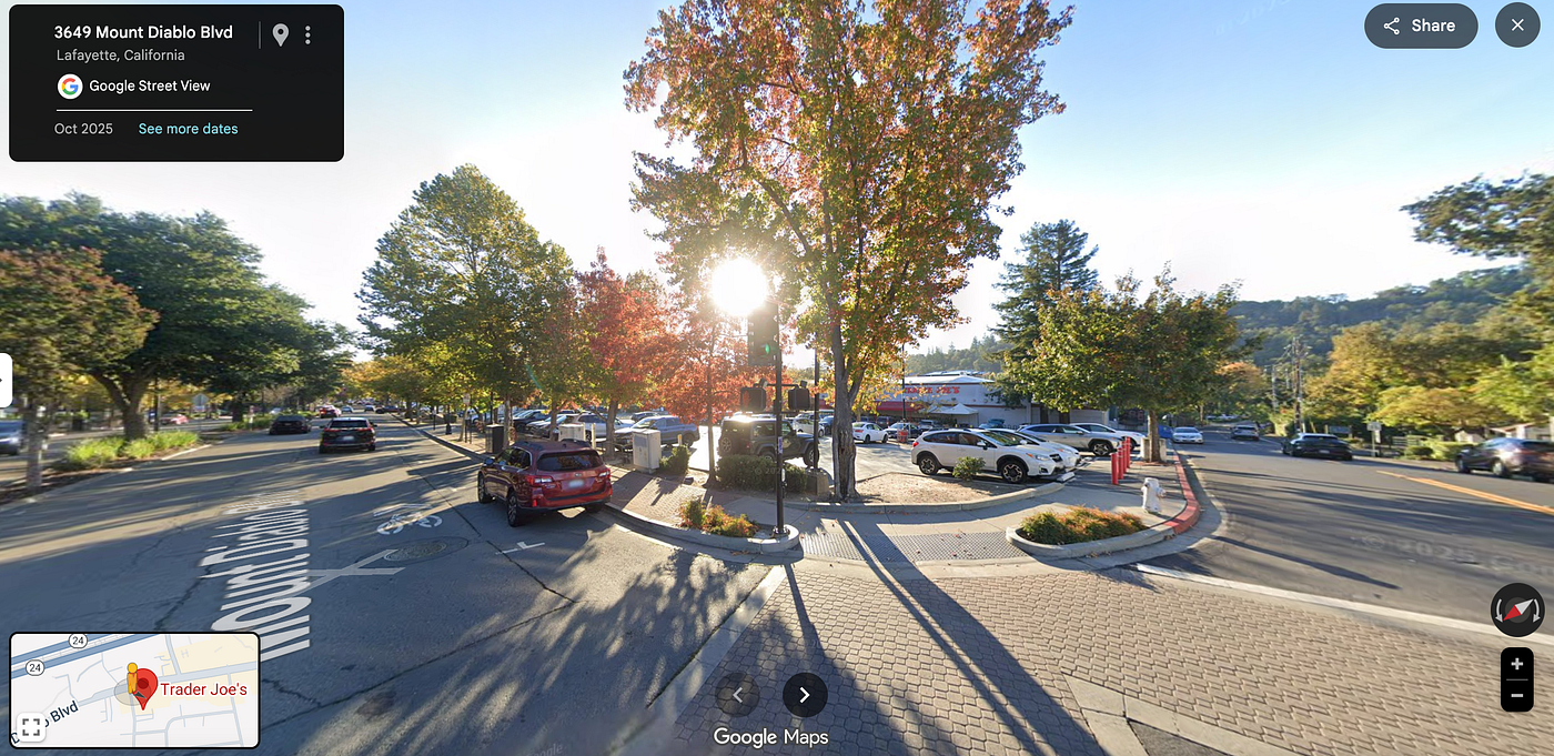 A view of Trader Joe’s — I took very few pictures on my mad ride up to the mountain, hence this screenshot