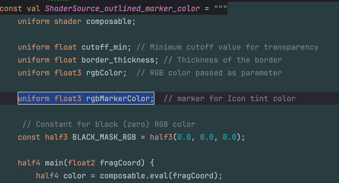 添加新参数：rgbMarkerColor，类型为 uniform float3
