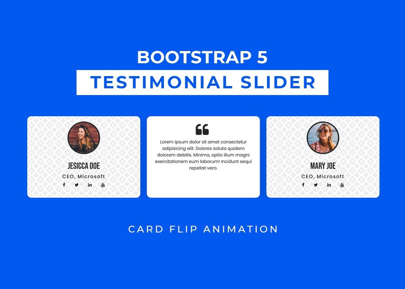 Bootstrap 5 Testimonials with Flip Animation - Divinector - Medium