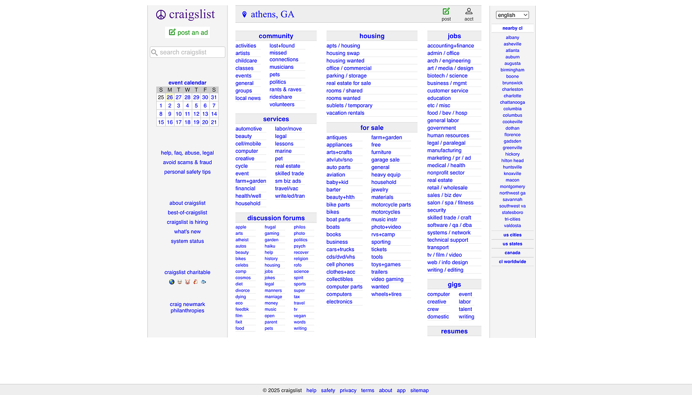 Craigslist Footer Redesign