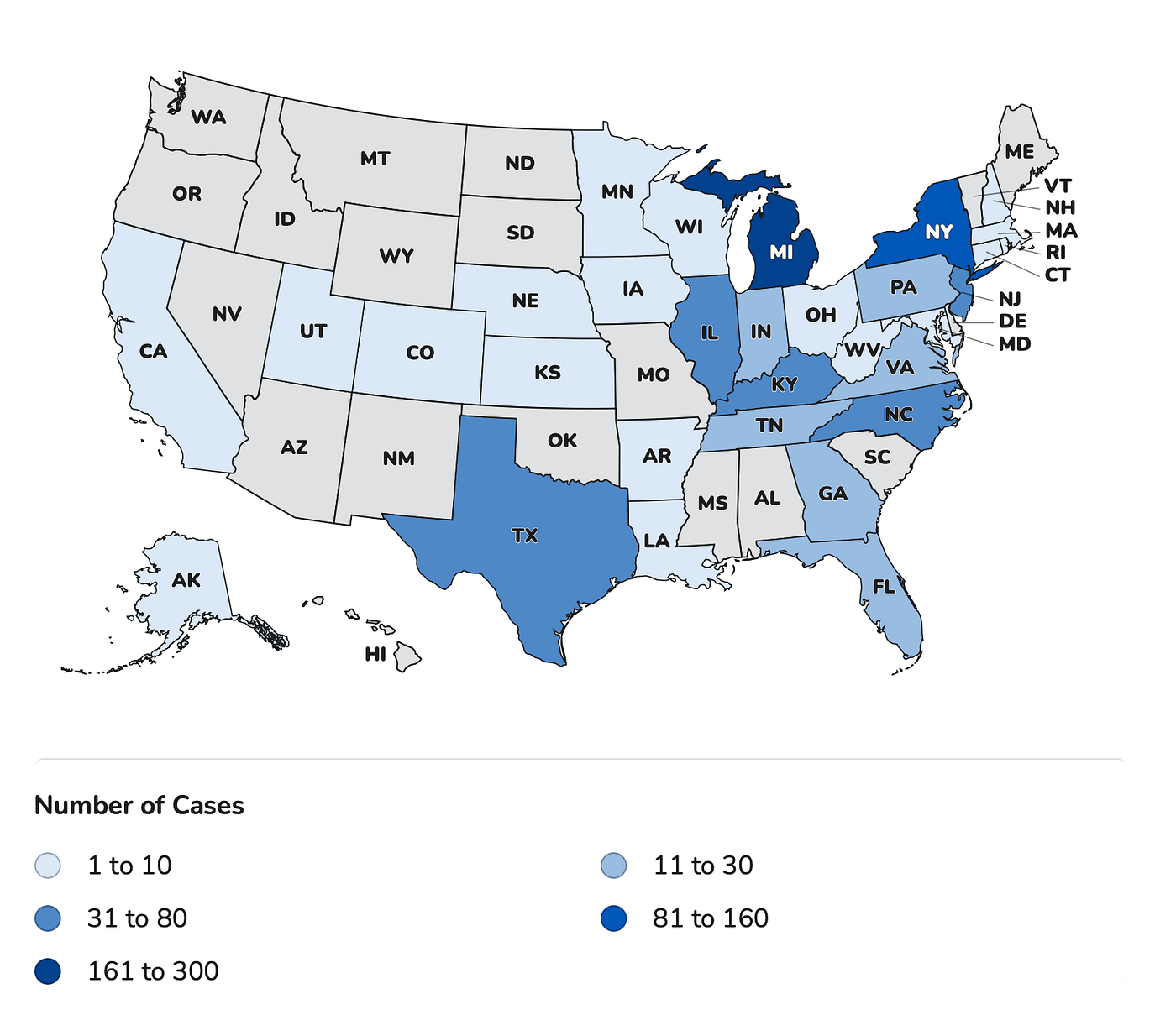 Map of Outbreak; July 12, 2026 https://www.cdc.gov/cyclosporiasis/php/surveillance/index.html