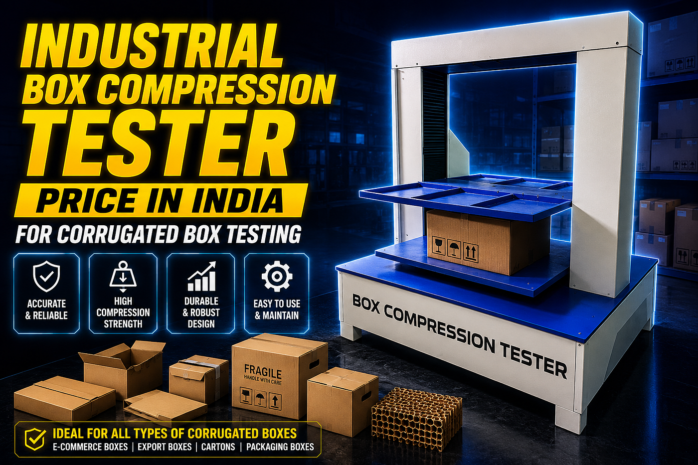 Industrial Box Compression Tester Price in India for Corrugated Box Testing