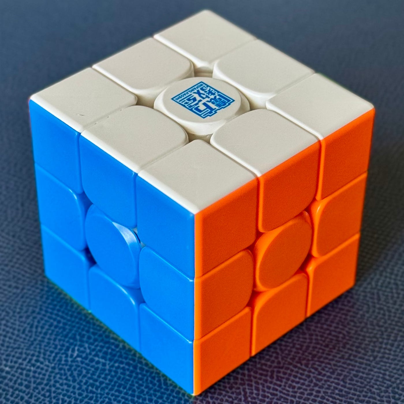 One of my speedcubes, solved. Photograph by author.
