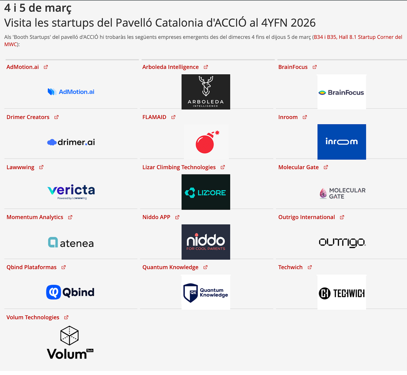 Acció main 2026 startups