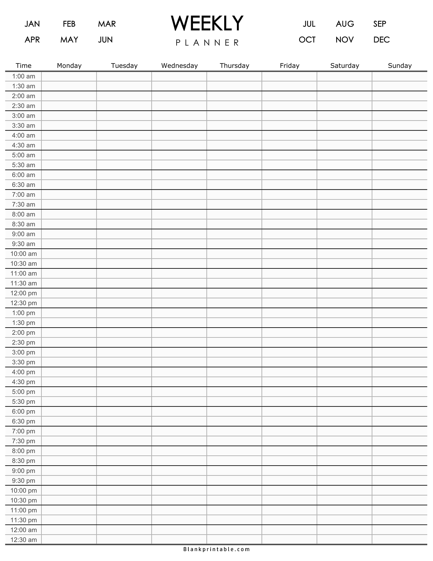 24 Hour Weekly Schedule Planner to Help with Time Management | Medium