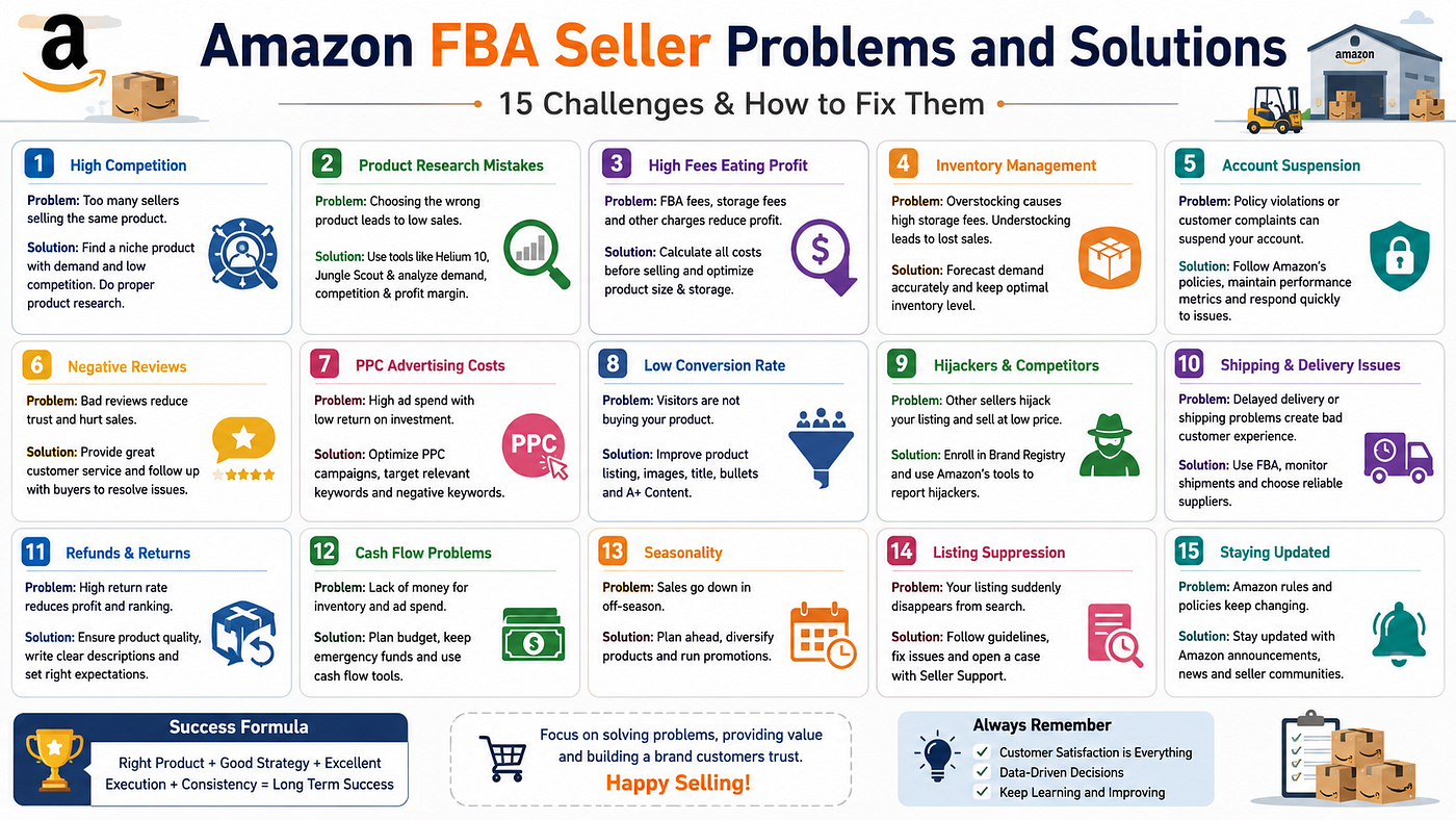 Amazon FBA Seller Problems and Solutions: 15 Challenges & How to Fix Them