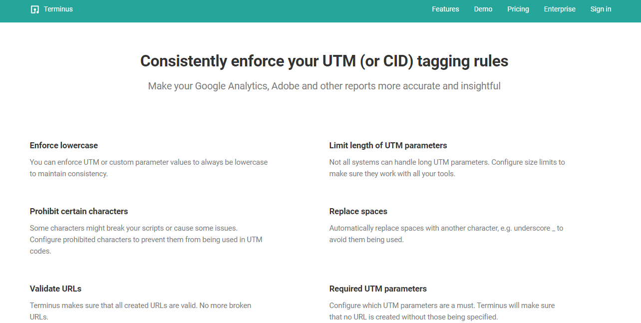 Enforce your UTM (or CID) tagging