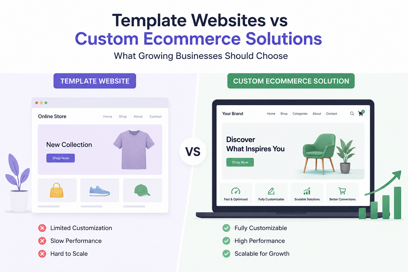 Template Websites vs Custom Ecommerce Solutions: What Growing Businesses Should Choose