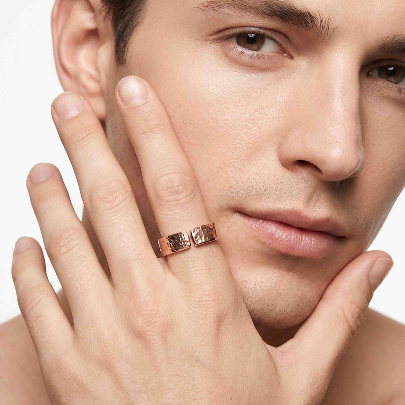 Built for real life, this bronze cuff ring brings comfort, texture, and easy style to everyday wear.