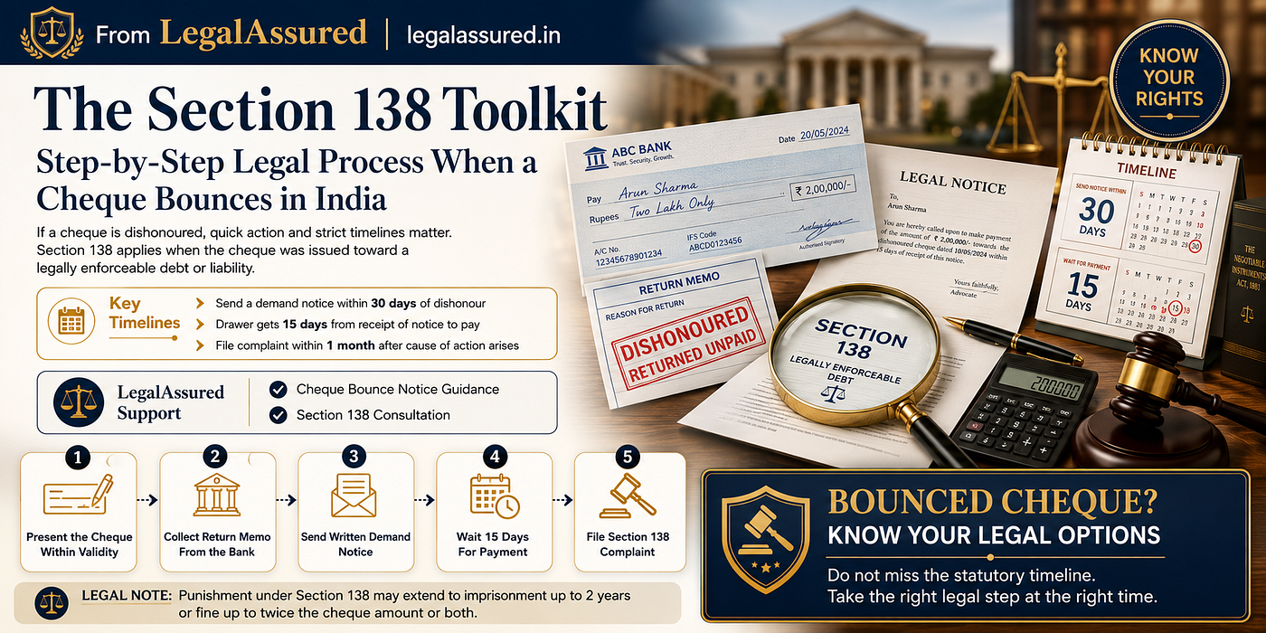 the section 138 toolkit: step-by-step legal process when a cheque bounces in india