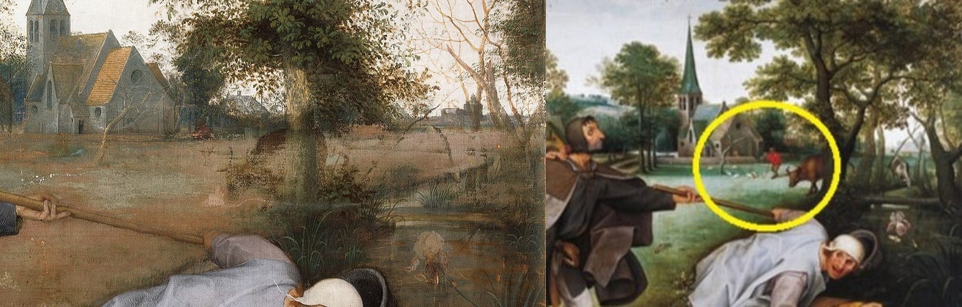 Poor restoration of the painting