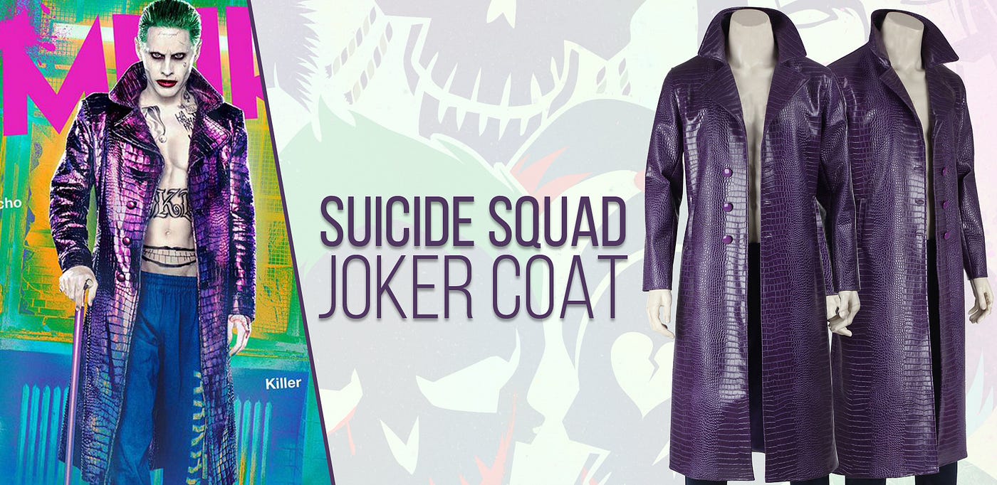 JARED LETO SUICIDE SQUAD JOKER CROCODILE LEATHER COAT HALLOWEEN COSPLAY  COSTUME