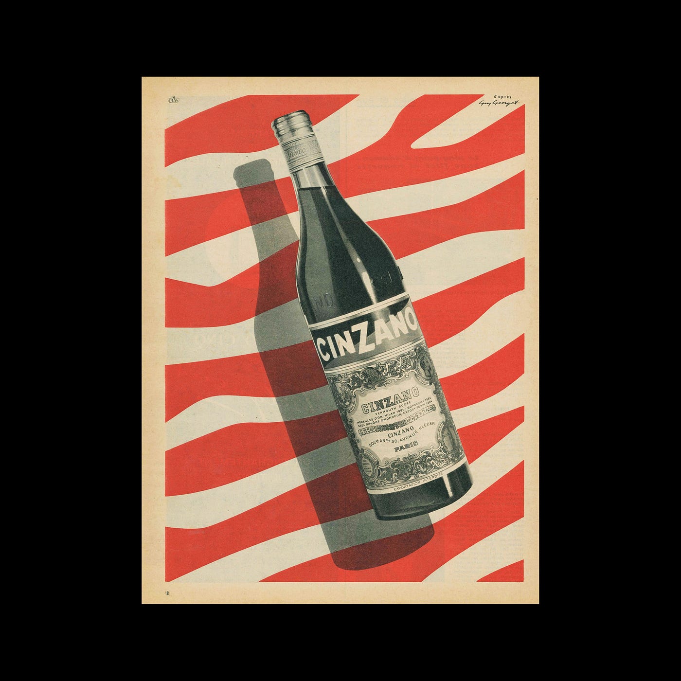 Left: Guy Georget for Air France, 1959, Right: Guy Georget for Cinzano, 1955, via: https://designreviewed.com/designer/guy-georget/