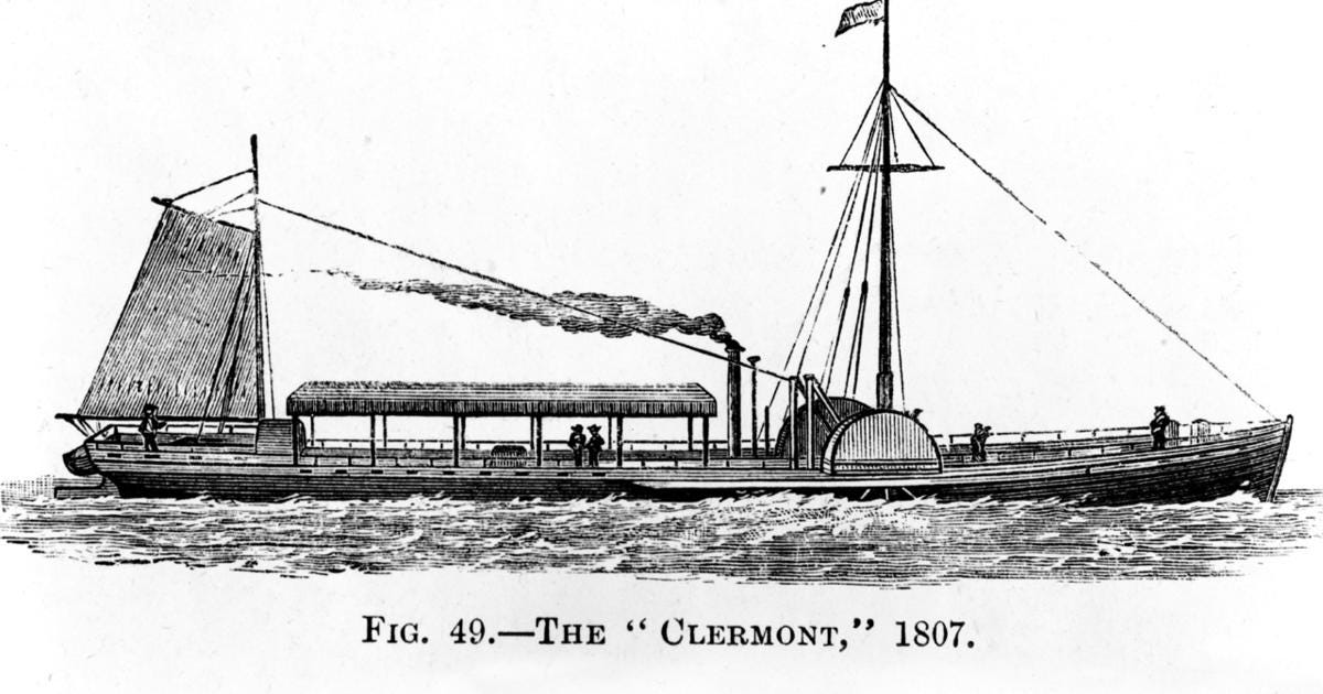 Первое название парохода. Первый пароход Фултона 1807.