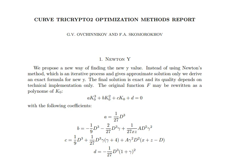 Curve的tricrypto V2改进方案