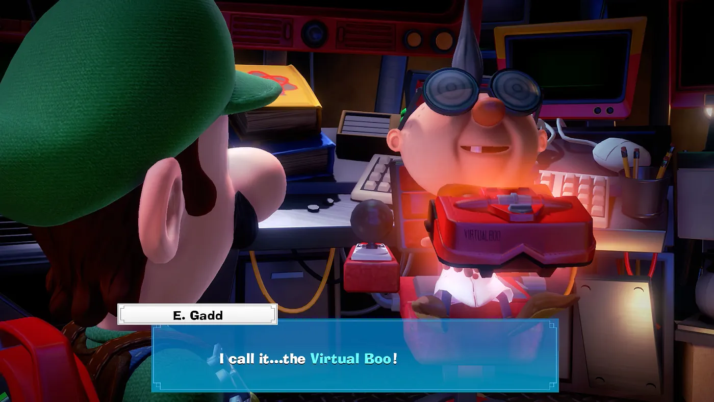 Меню и видеофон в Luigi’s Mansion 3 раскрашены цветами интерфейса Virtual Boy.