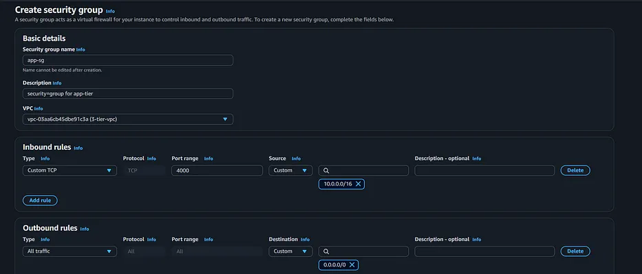 security group for app-tier