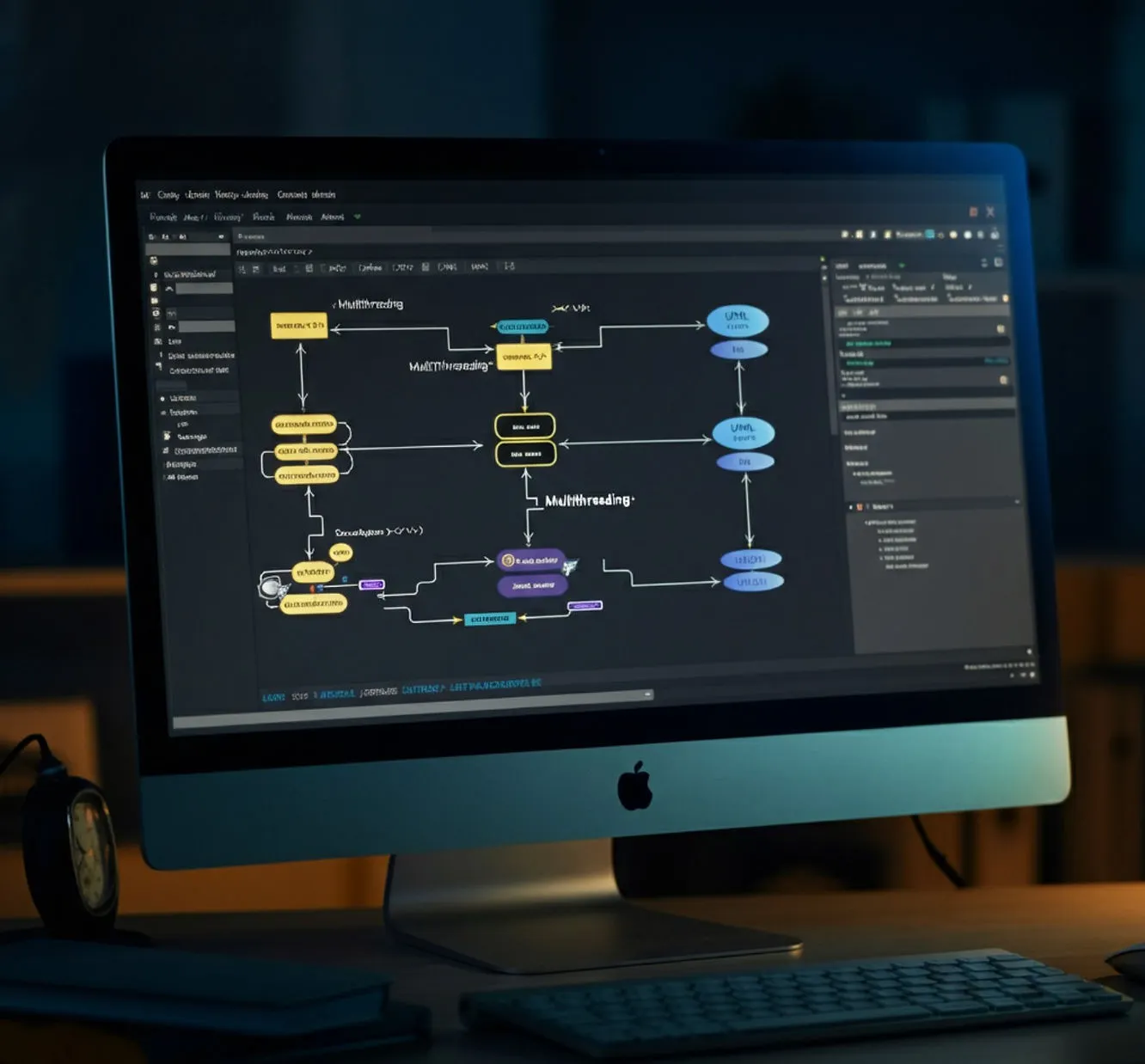 PC monitor with a diagram