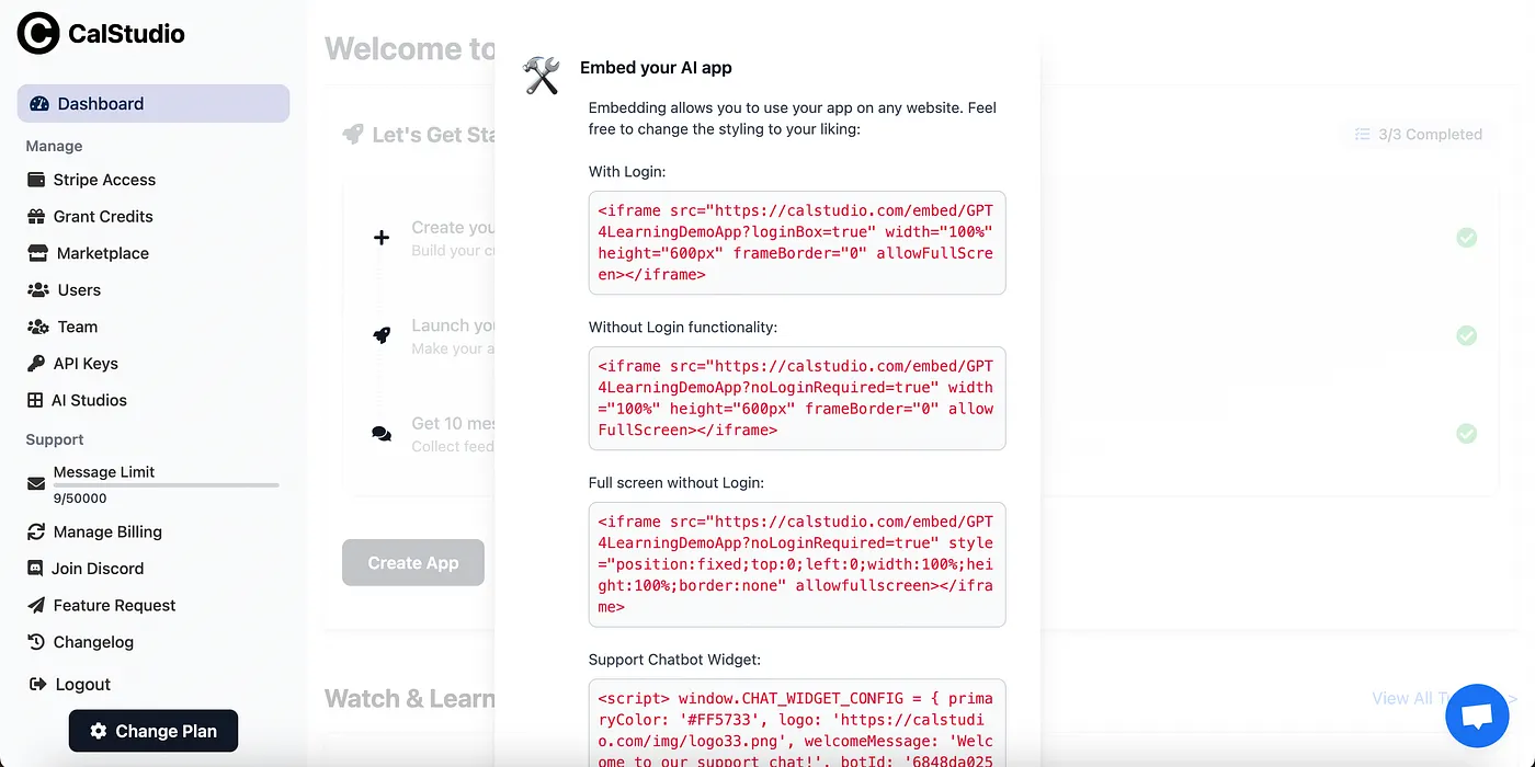 Launch and embed options for GPT 5.4 chatbot