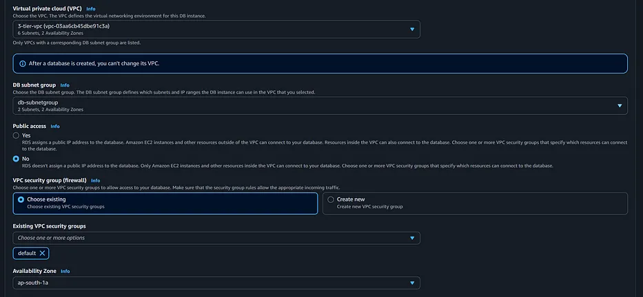 VPC and subnet group allocation