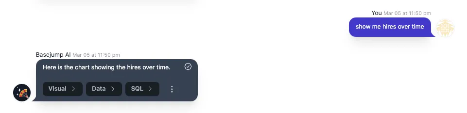 Screenshot of pre-verified chat response