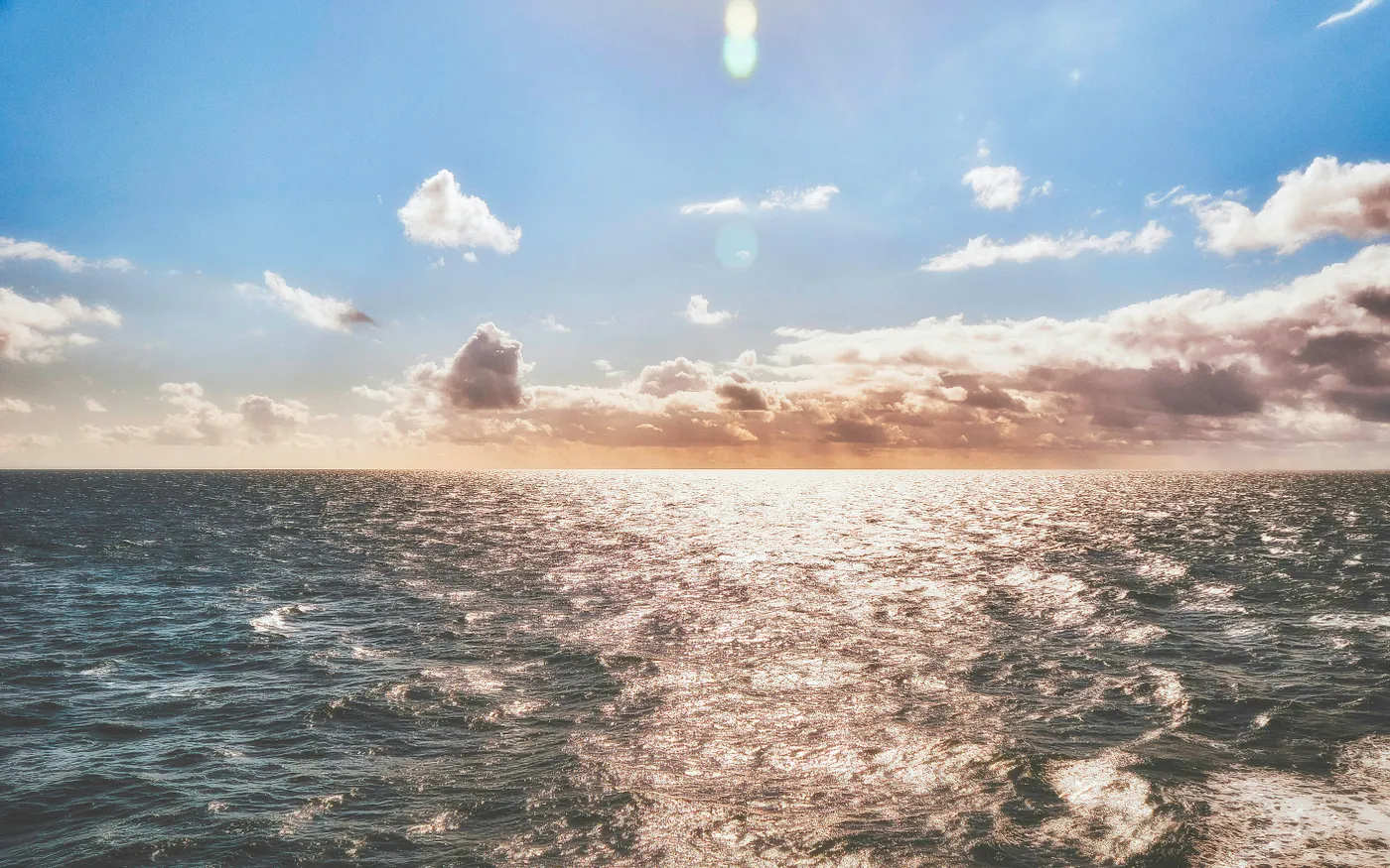 A brightened marine cloud over an ocean after being treated.