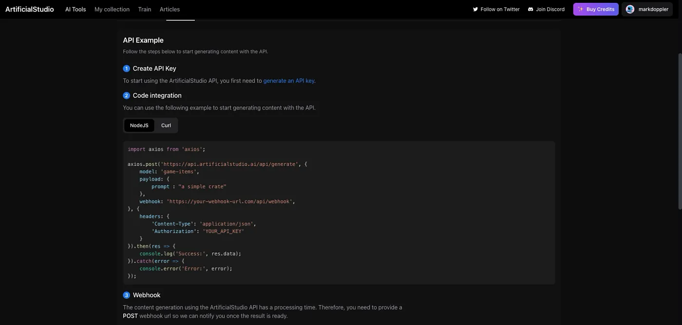 API Artificial Studio