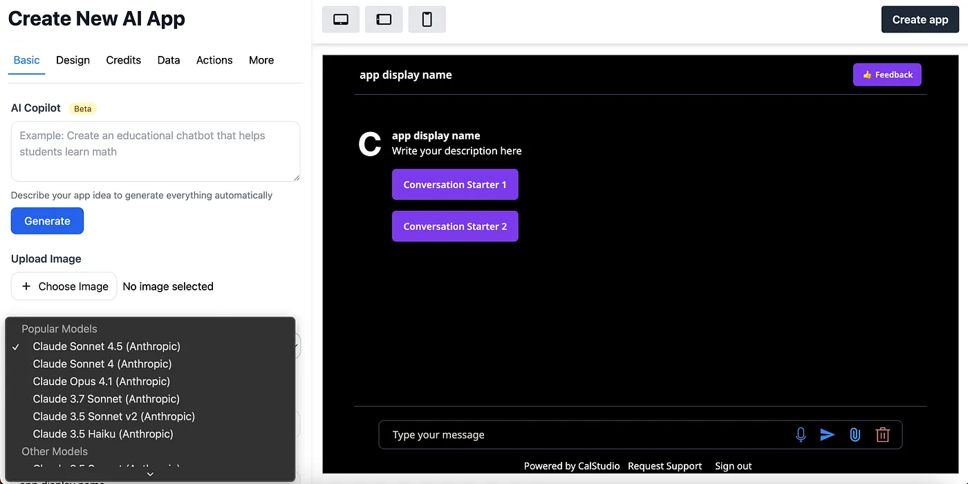 Claude Sonnet 4.5 selection
