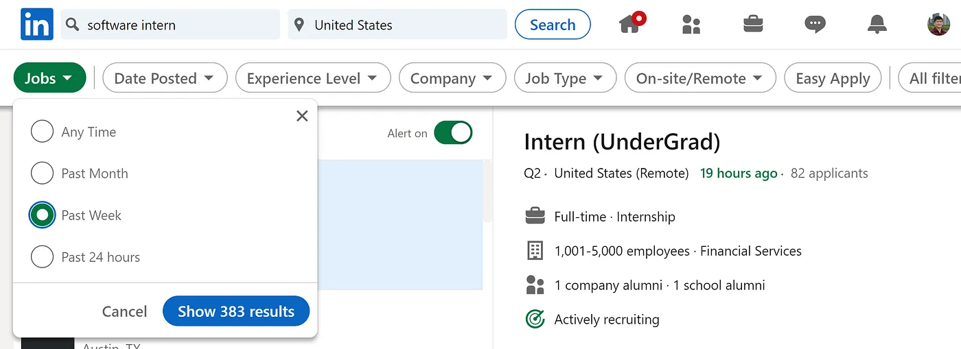 Save time with refined search filters on LinkedIn.