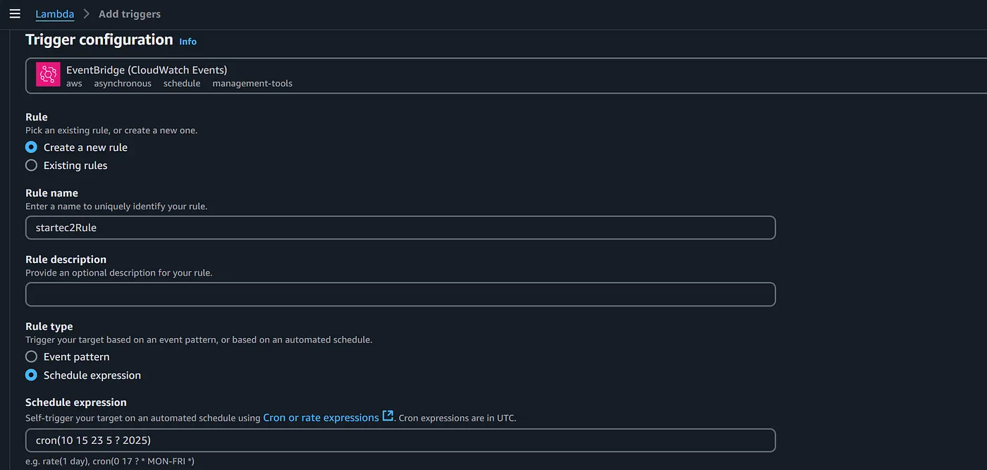 eventbridge as lambda Trigger