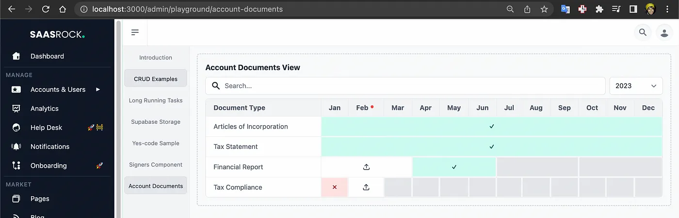 Account Documents Testing Route