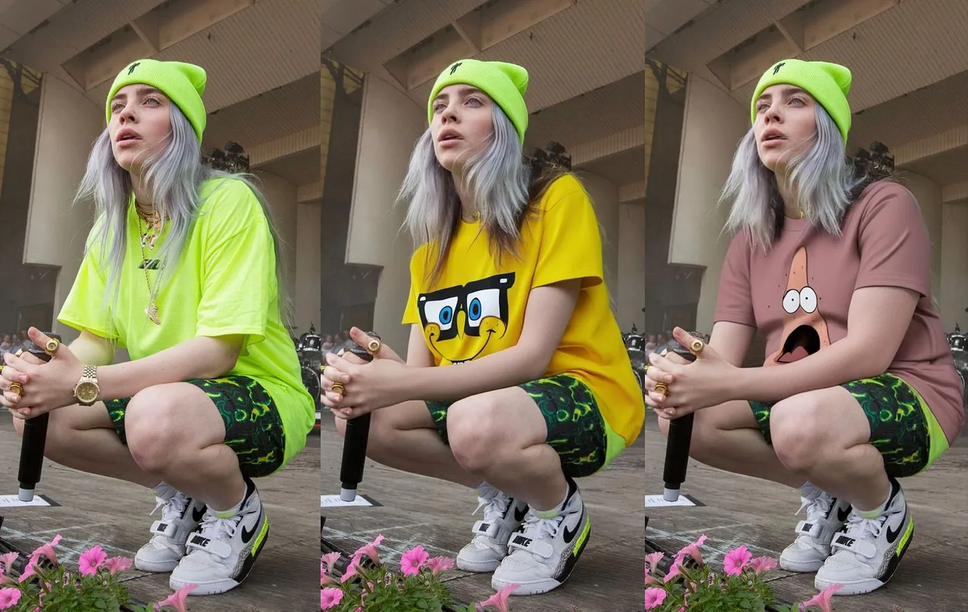 photos of billie eilish converted with Try On Clothes from Artificial Studio