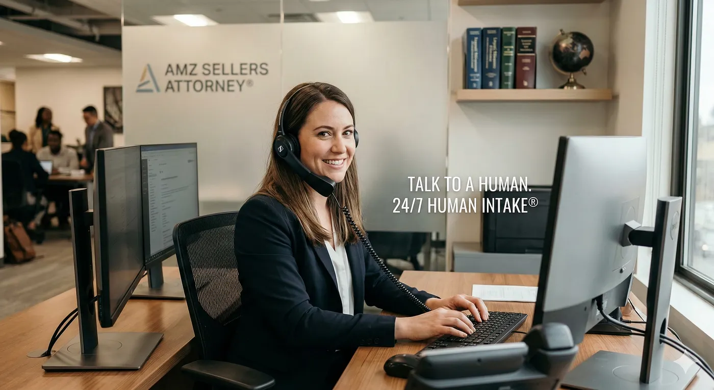 Human legal professional answering a phone for 24/7 service