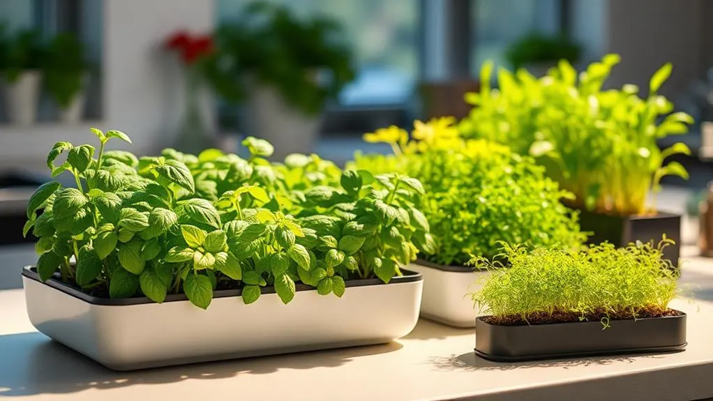 Compact countertop hydroponic system with fresh herbs